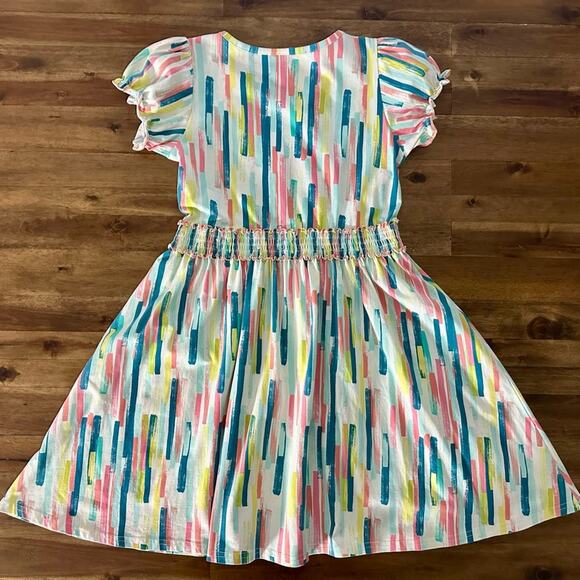 Wildflowers Technicolor Betty Dress Blue Pink Yellow Knit Short Sleeve 14 - Picture 5 of 7